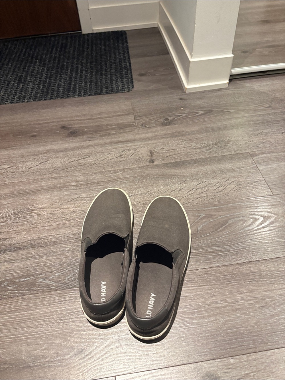 Old Navy Men's Slip-On Canvas Loafers in Dark Gray with White Trim